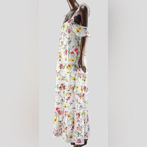 Nicholas eyelet floral print ruffle maxi dress, US4 - Picture 3 of 16